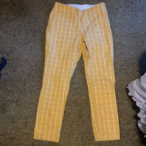 Mustard Yellow and White Striped Stretchy Pants